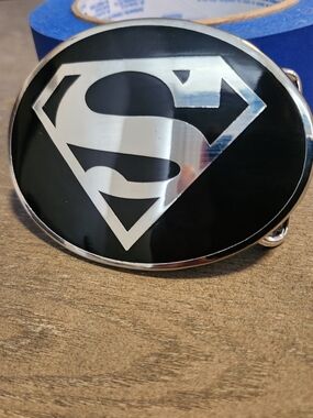 DC Comics Silver Superman Shield Black Oval Belt Buckle